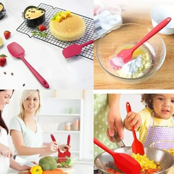GR-Silicone Spatulas Spoon One Piece Design Heat-resistant Baking Tools Non-stick Butter Scraper Spoon Cooking Utensils [Low Budget Product]