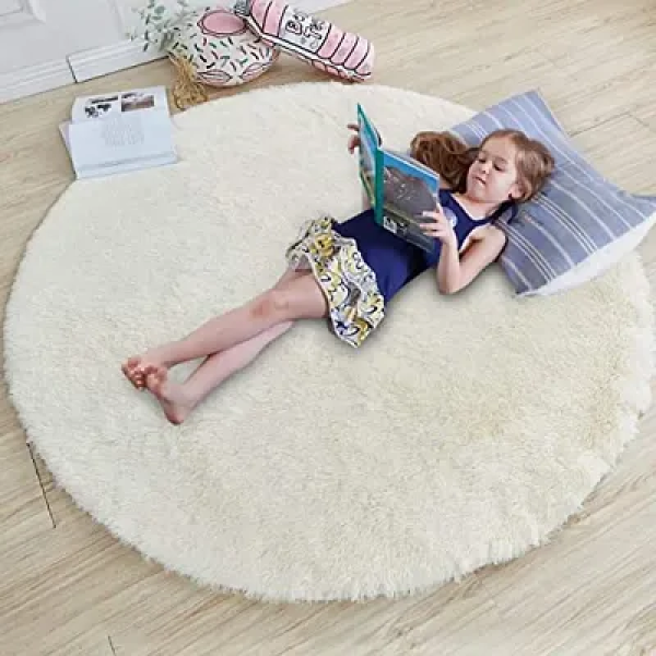 GR-Shopgallery Modern Polyester Round Shaggy Fur R...