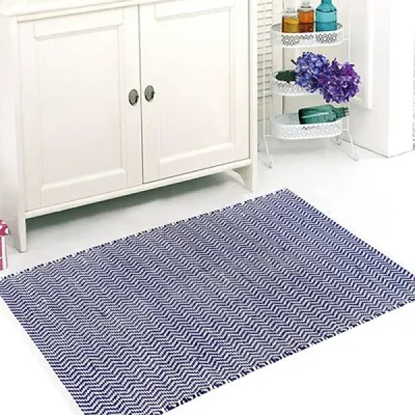 GR-Chenille Navy Blue Zig Zag Print Rugs for Home ...