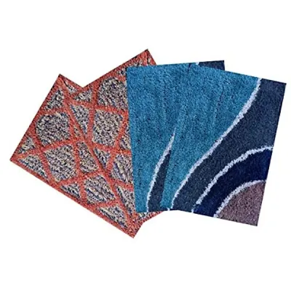 GR-ROUSN Doormat Set of 4 - Multi-Colored Cotton M...