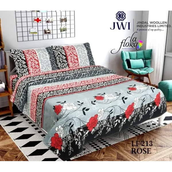 GR-Polycotton Double Bedsheet Set with Two Pillow ...