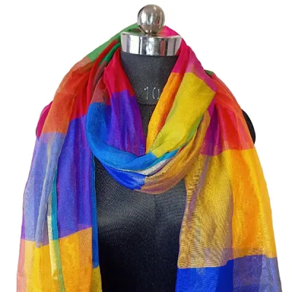 GR-Lahariya Silk Multicolored Duptta - Stylish Novelty Scarf for Women and Girls [Low Budget Product]