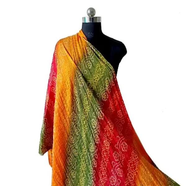 GR-Duptta Novelty Scarves: Multicolored Silk Weddi...