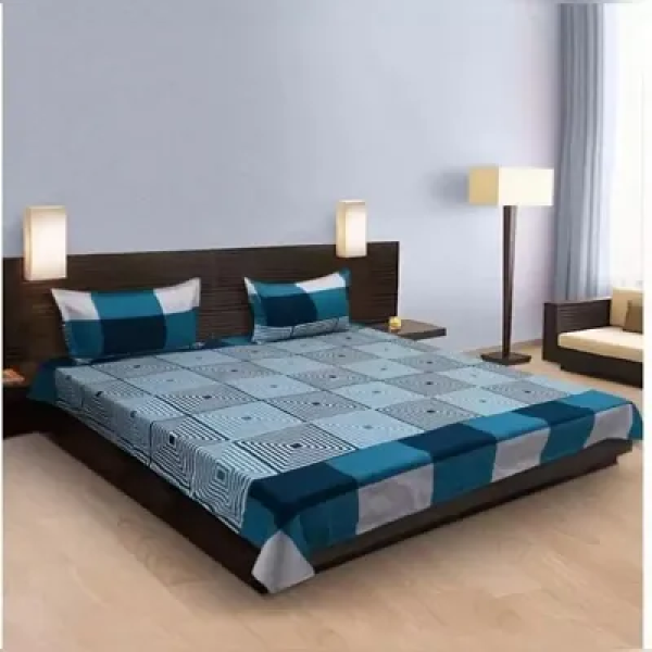 GR-Classic Polycotton Printed Double Bedsheet with...