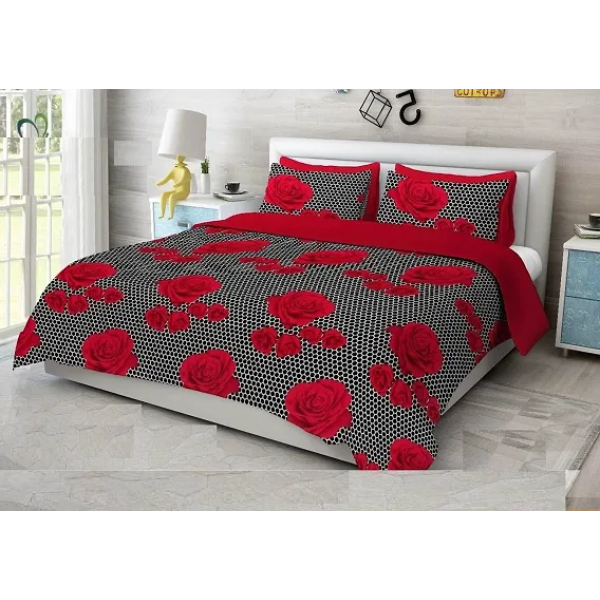 GR-Stylish Fancy Polycotton 3D Printed Multicoloured Double Bedsheet [Low Budget Product]