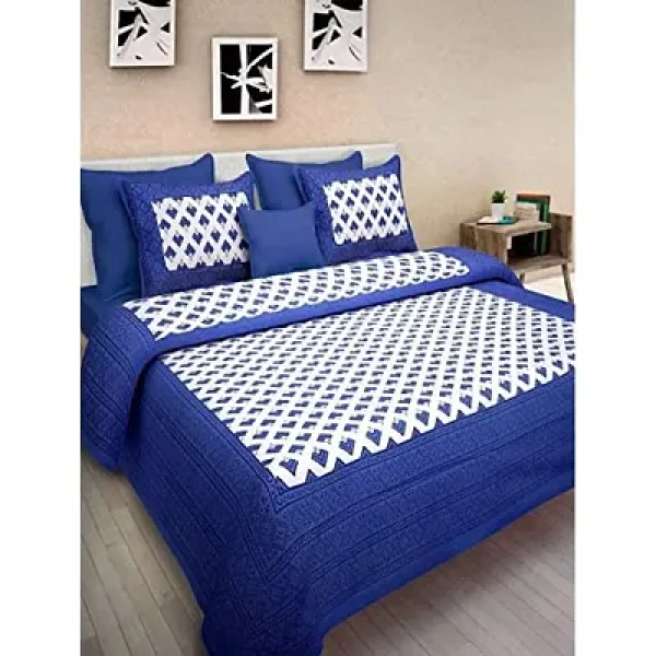 GR-High-Quality DRAVY HANDICRAFTS Double Bedsheet - Rajasthani Jaipuri Traditional Printed Bedspread [Low Budget Product]