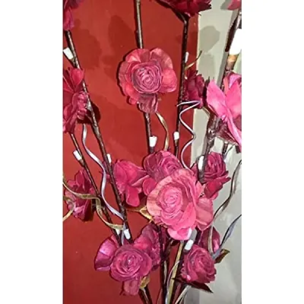 GR-Exquisite Handmade Solapit Rose Flower and Dry Palm Leaves Bunch (60cm) [Low Budget Product]