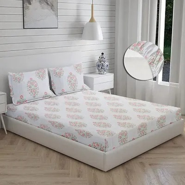 GR-Elastic Fitted King Size bedsheet for Double Be...