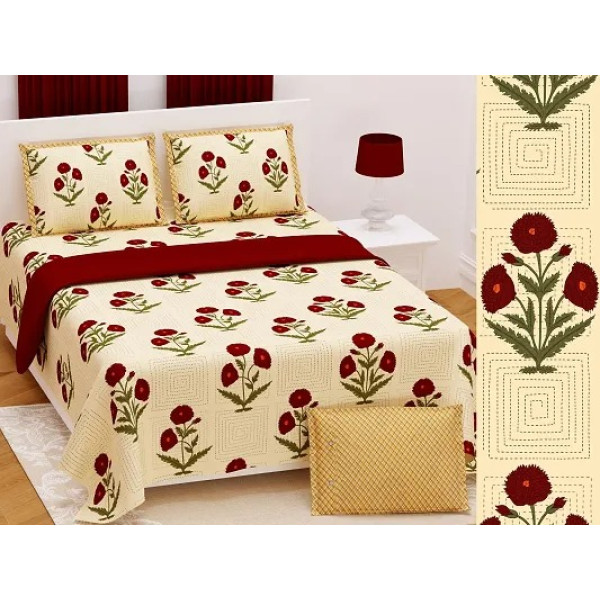GR-Dreamy Prints: Stylish King Size Bedsheet with Two Pillow Covers (1 Bedsheet + 2 Pillowcovers) [Premium Product]