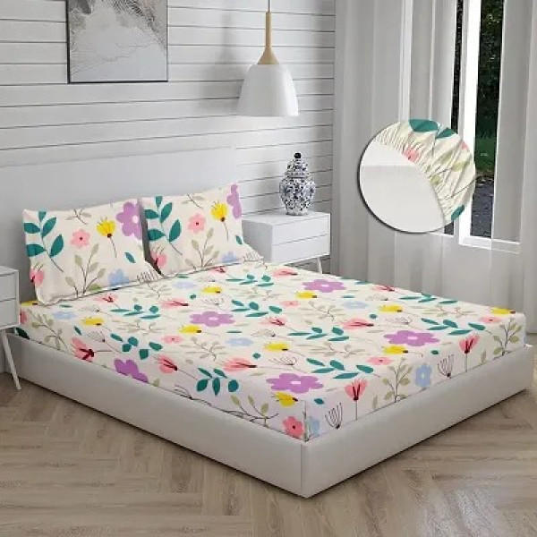 GR-Elastic Fitted King Size Bedsheet for Double Be...