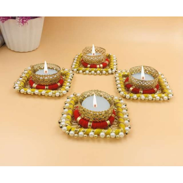 GR-D07299_Shopsy Iron 4-Cup Tealight Holder Set (Multicolor) [Low Budget Product]