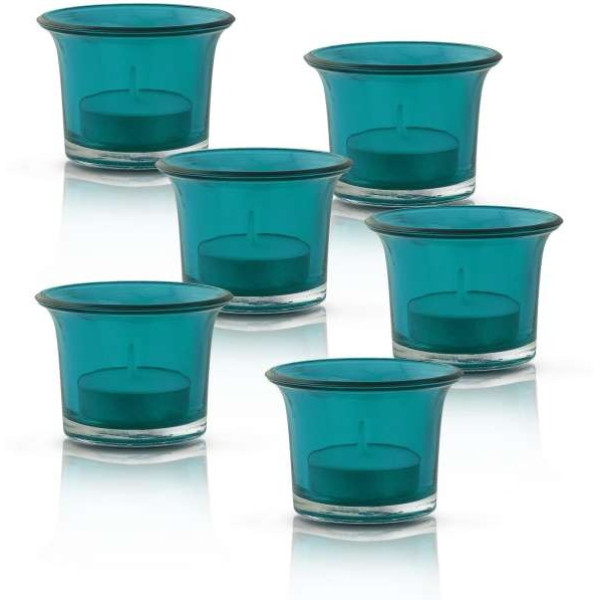 GR-Flipkart SmartBuy Turquoise Collar Glass Tea Light Candle Holders (Set of 6) [Premium Product]
