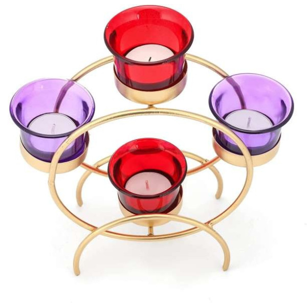 GR-Metalmastery Modern Glass Tealight Holder (Gold) [Premium Product]