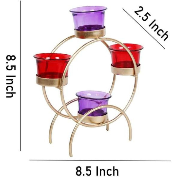 GR-Metalmastery Modern Glass Tealight Holder (Gold) [Premium Product]