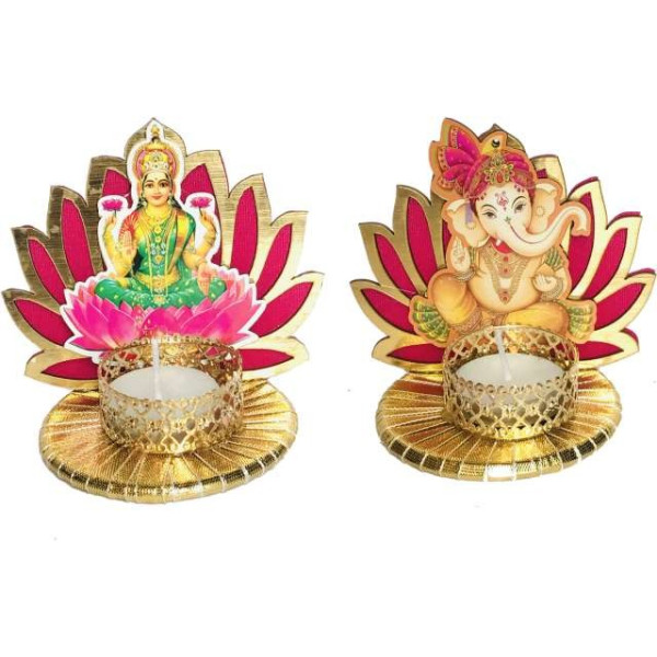 GR-D07245_Shopsy Iron 2-Cup Tealight Holder Set (Pink) [Low Budget Product]