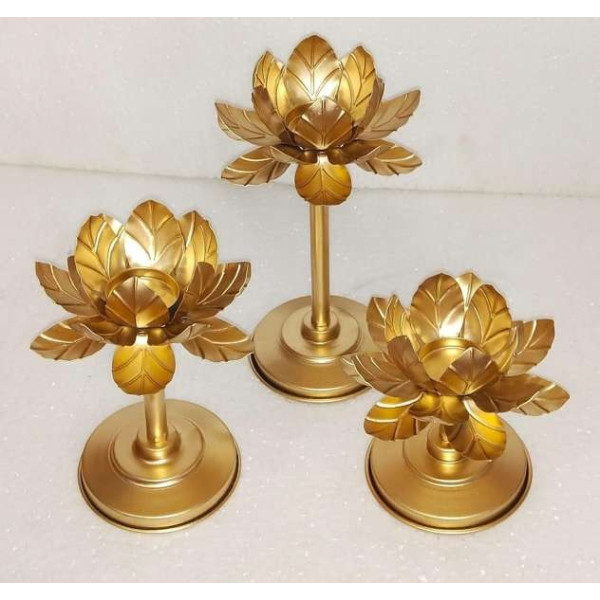 GR-SPY-EASY-LTSS-1 Iron 3-Cup Tealight Holder Set (Gold) [Premium Product]