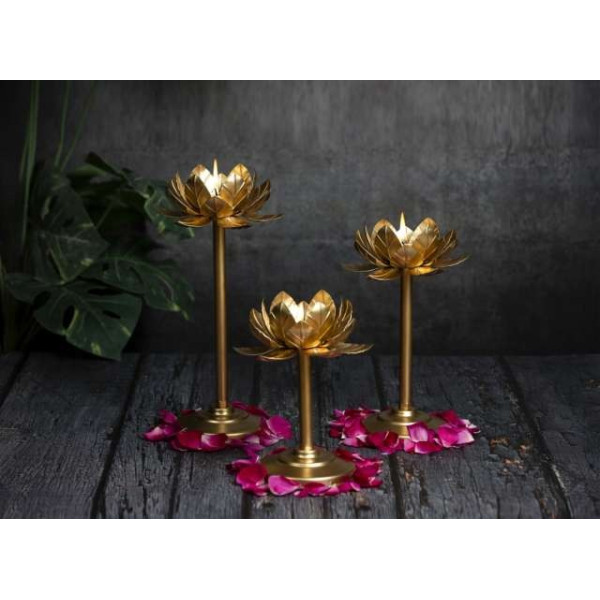 GR-SPY-EASY-LTSS-1 Iron 3-Cup Tealight Holder Set (Gold) [Premium Product]
