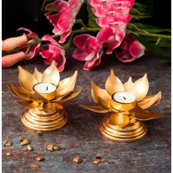 GR-1 PCS MINI LOTUS Iron 1-Cup Candle Holder (Gold) [Low Budget Product]