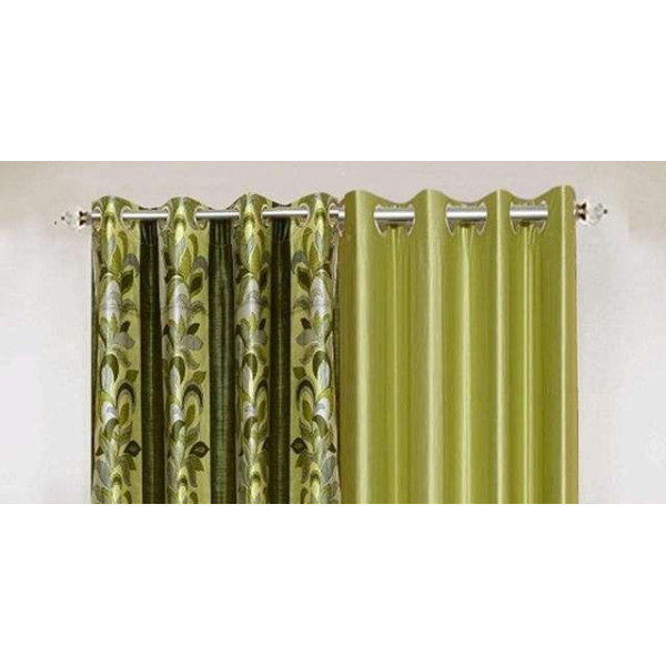 GR-152 cm (5ft) Window Curtains (Green, Pack of 3) [Premium Product]