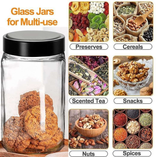 GR-Antique Buyer Glass Grocery Container - 1000 ml (Pack of 2, Clear) [Premium Product]