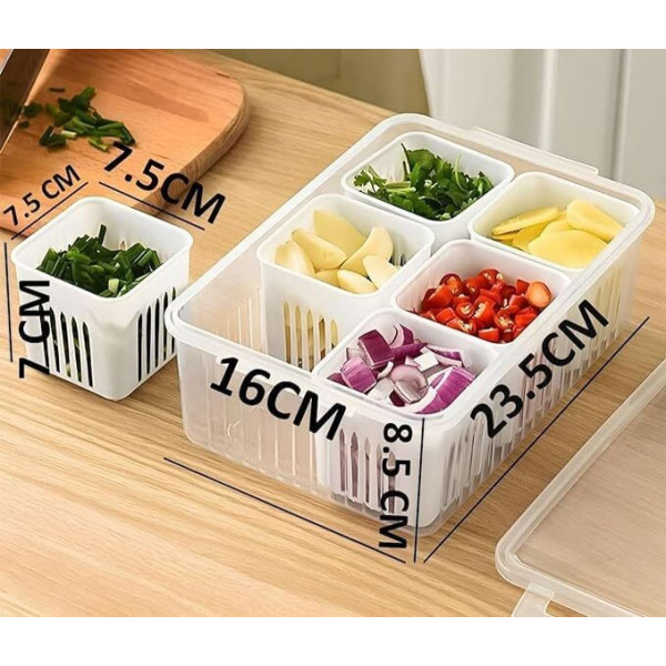 GR-Pack of 1 Plastic Fridge Container - 2300 ml Silvestara White, Clear [Premium Product]