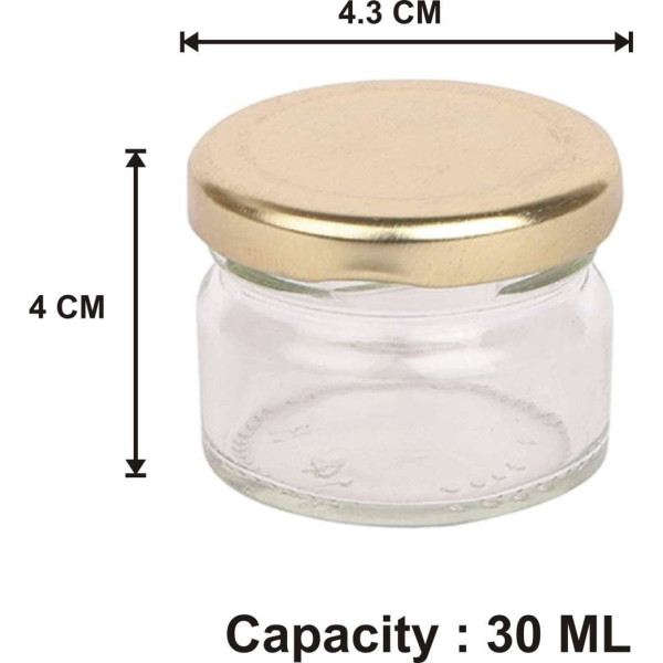 GR-Somil Glass Cookie Jar - 30 ml (Pack of 4, Clear) [Low Budget Product]