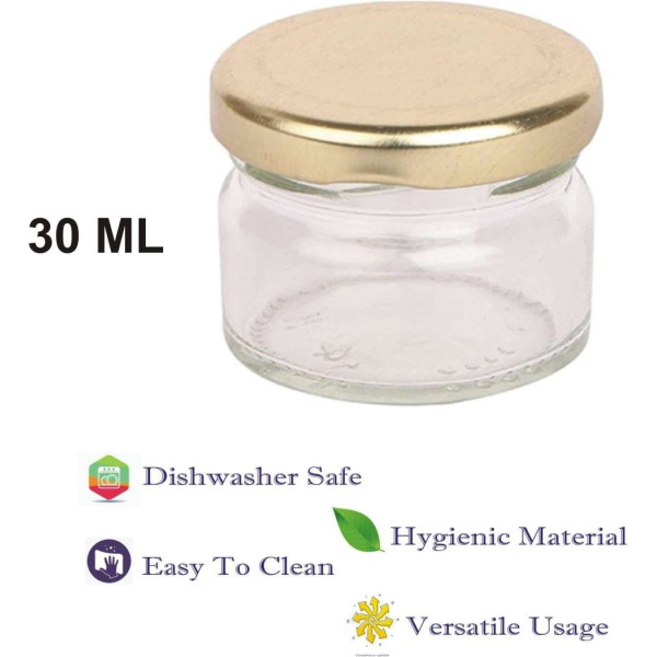 GR-Somil Glass Cookie Jar - 30 ml (Pack of 4, Clear) [Low Budget Product]