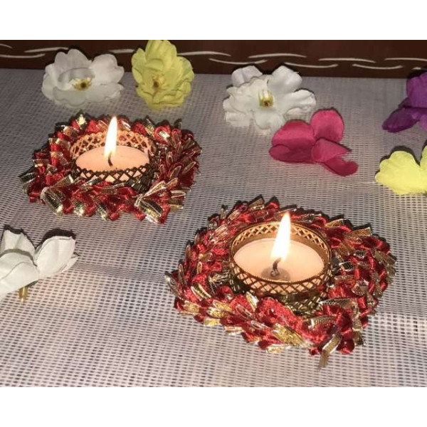 GR-D07088_Shopsy Iron 2-Cup Tealight Holder Set (Red) [Low Budget Product]