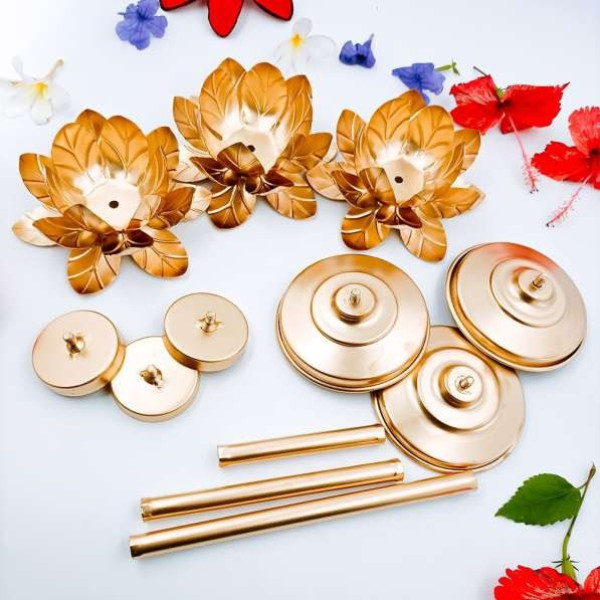 GR-Easyera Lotus Shape Candle Stand with Tealight Holder for Home & Office (Gold) [Premium Product]