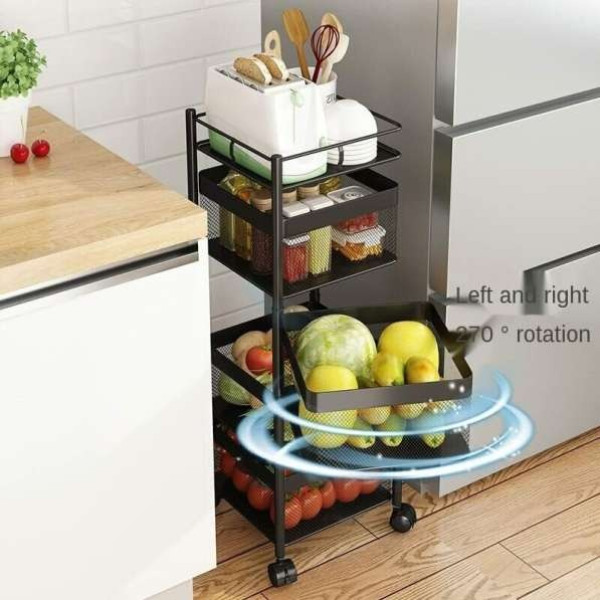 GR-3 Layer Kitchen Trolley Storage Rack Square Design Fruits & Vegetable Basket [Premium Product]