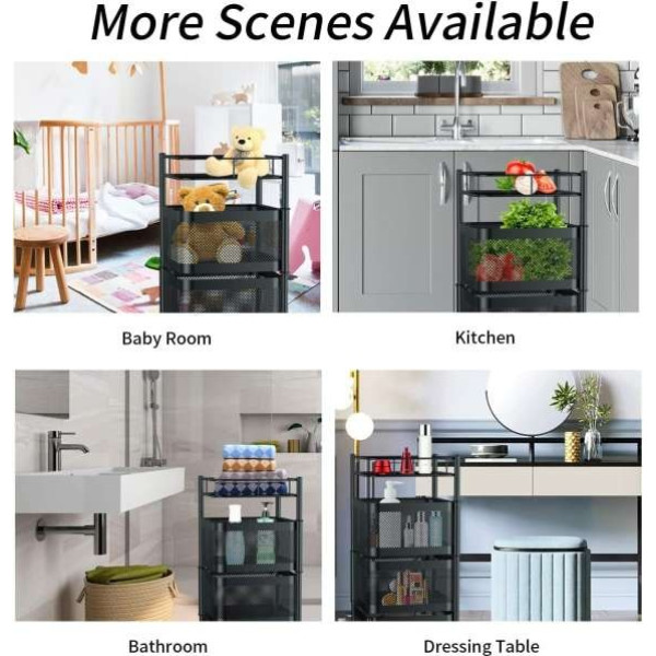 GR-3 Layer Kitchen Trolley Storage Rack Square Design Fruits & Vegetable Basket [Premium Product]