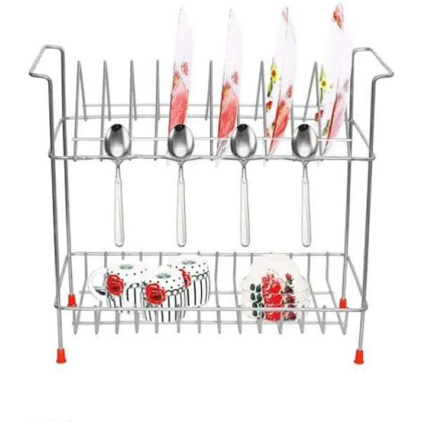 GR-NEXUS LIFESTYLE Stainless Steel Plate Kitchen Rack With Cup Holder (Combo) [Premium Product]