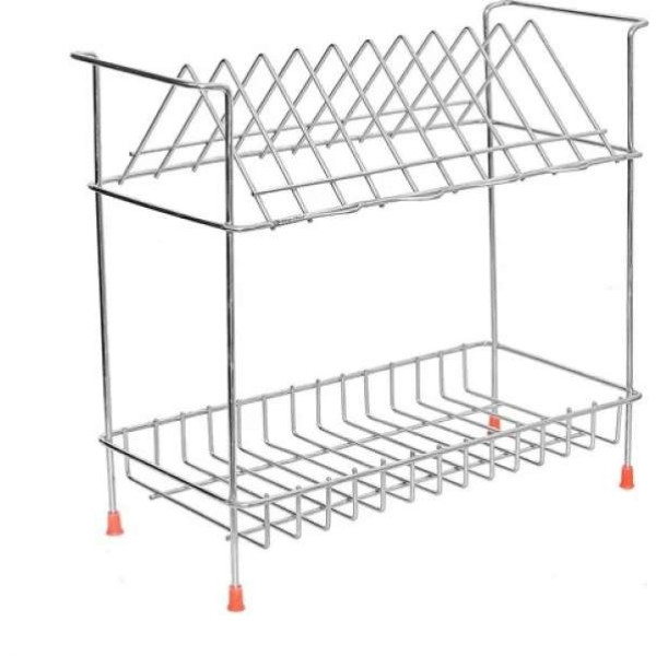GR-NEXUS LIFESTYLE Stainless Steel Plate Kitchen Rack With Cup Holder (Combo) [Premium Product]