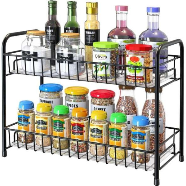 GR-Multi Purpose Kitchen Spice Rack 2-Tier Foldabl...