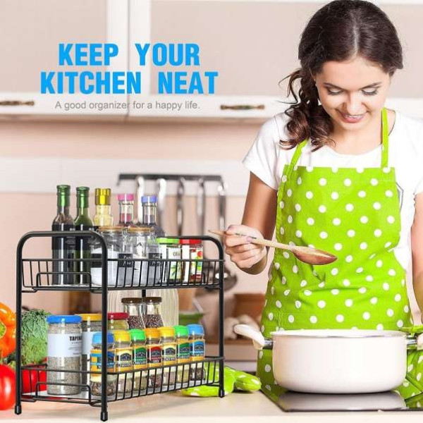 GR-Multi Purpose Kitchen Spice Rack 2-Tier Foldable Stand [Low Budget Product]