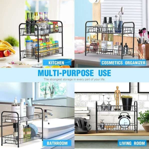 GR-Multi Purpose Kitchen Spice Rack 2-Tier Foldable Stand [Low Budget Product]