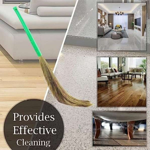 GR-Creazione Production Natural Grass Broom with Plastic Handle (Pack of 1) [Low Budget Product]