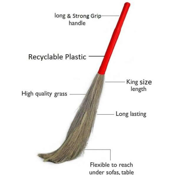 GR-Shiv Enterprise Coconut Fiber Wet and Dry Broom (Green, 4 Units) [Low Budget Product]