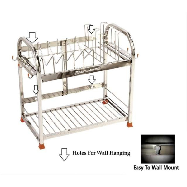 GR-Premium Stainless Steel Dish/Wall Mount/Utensils/Vessels/Drainer/Kitchen Organizer Stand [Premium Product]