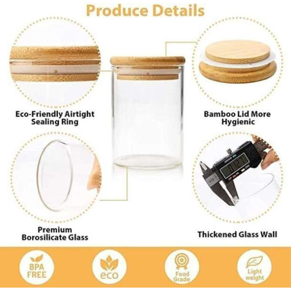 GR-Pack of 2 Glass Grocery Containers - 200 ml Tru's Clear [Low Budget Product]