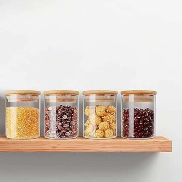 GR-Pack of 4 Glass Grocery Containers - 200 ml Tru's Clear [Low Budget Product]