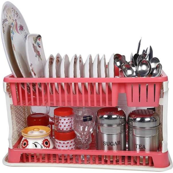 GR-AXN Lenovo Kitchen Rack for Utensils & Kitchen Storage Basket (Pink) [Low Budget Product]