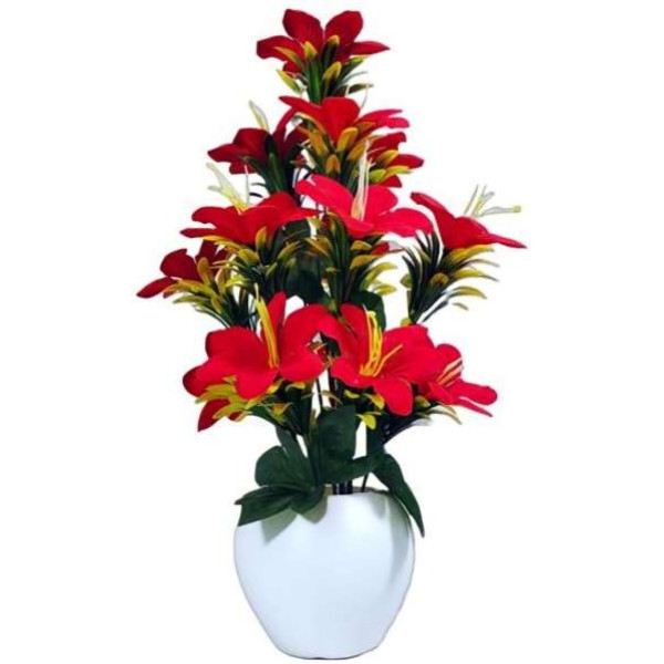 GR-Red Lily Artificial Flower with Pot (12 inch) [...