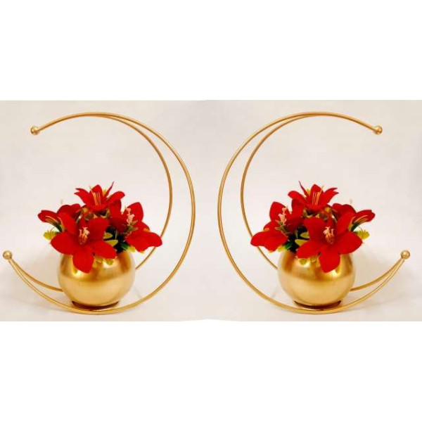 GR-UPCRAFT Golden Moon Steel Vase (10 inch) [Low Budget Product]