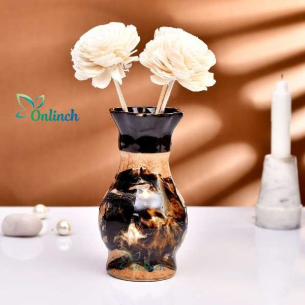 GR-Ceramic Flower Vase for Home Decoration (5 inch, Brown) [Low Budget Product]