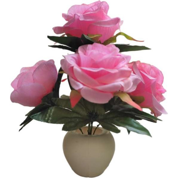 GR-Pink Artificial Flower with Pot (7.5 inch) [Low...