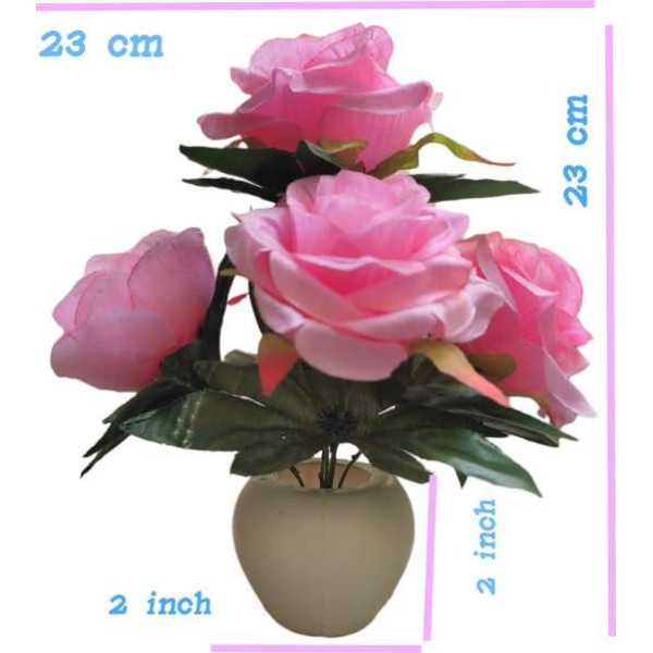 GR-Pink Artificial Flower with Pot (7.5 inch) [Low Budget Product]