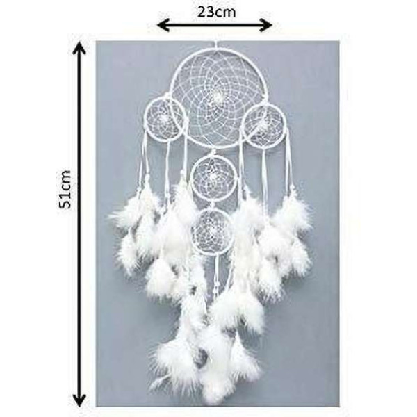 GR-Feather, Wood, Nylon, Wool Windchime (21 inch, White) [Low Budget Product]
