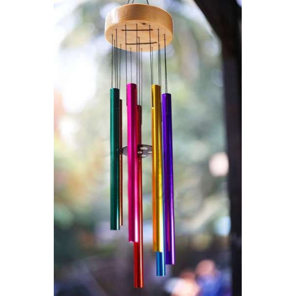GR-Wind Chime for Home - Positive Energy 7 Pipe Multicolor Wind Chime (32 inch) [Low Budget Product]