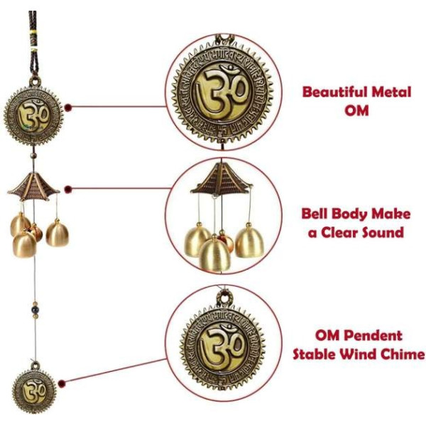 GR-3 Bell Windchime for Home & Office Decoration - Feng Shui Brass Windchime (21 inch) [Low Budget Product]